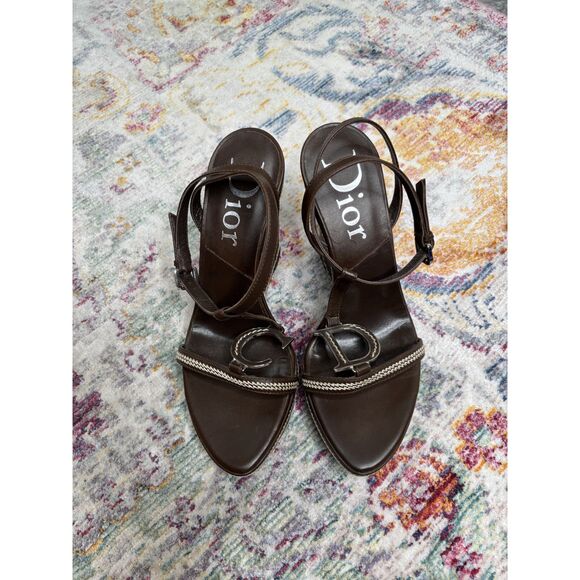 Christian Dior Brown Wedge Sandals - Picture 11 of 11